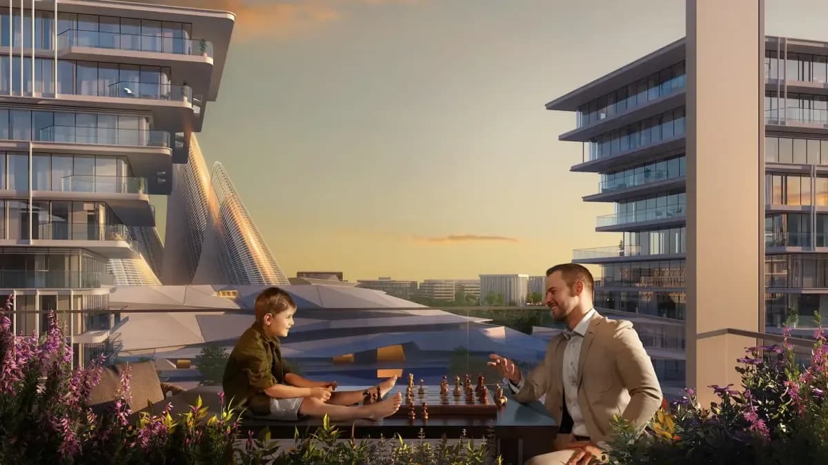 Rooftop dining terrace at Saadiyat Grove